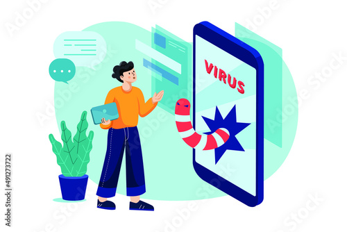 Internet Worm Attack illustration concept