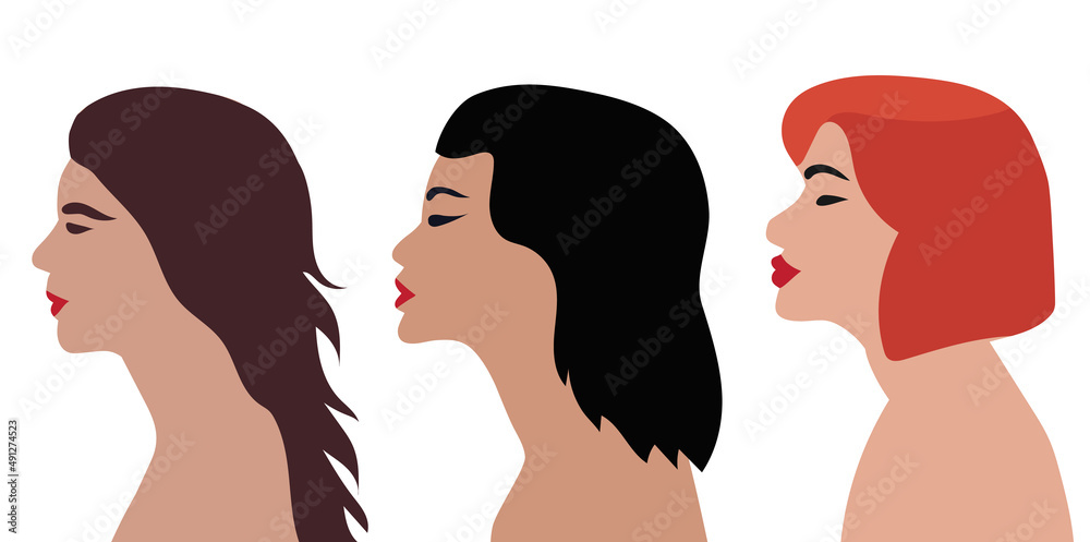 girl portrait, woman design in flat style