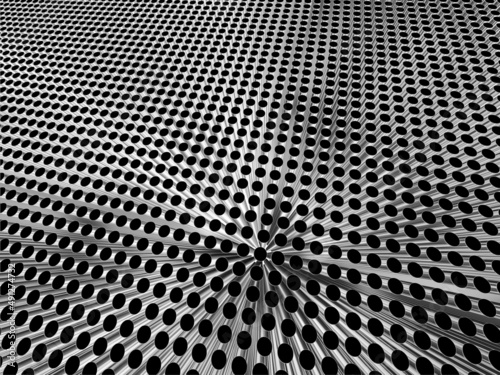 Metallic tubular abstract pattern in black and white
