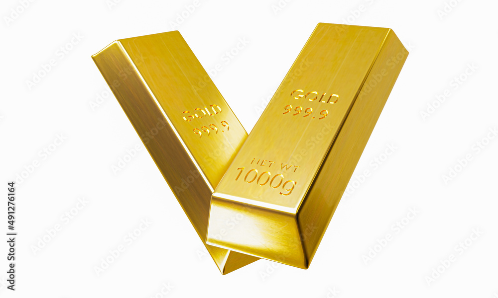 Gold bar 999.9 isolated on white background. in forex trading Popular in the investment of investors during various crises of the world like war. 3D rendering. Gold bar 999.9 isolated on white background. in forex trading Popular in the investment of investors during various crises of the world like war. 3D rendering.