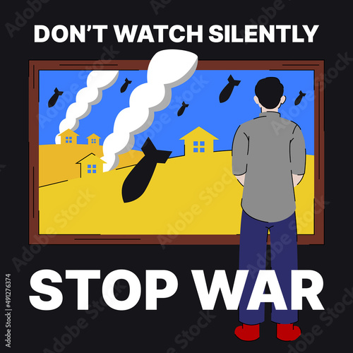 Stop Russia Ukraine War Poster. Full-scale Invasion. Close the Sky. Vector illustration