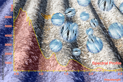 Mapping of asbestos-cement roof with graph from the Multispectral Infrared and Visible Imaging Spectrometer sensor - concept with asbestos airborne fibers photo