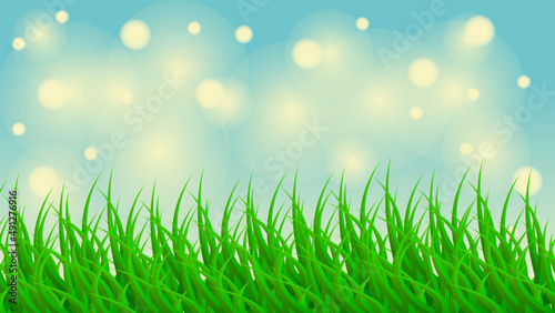 Wiosenne tło z zieloną trawą. Grafika wektorowa. 