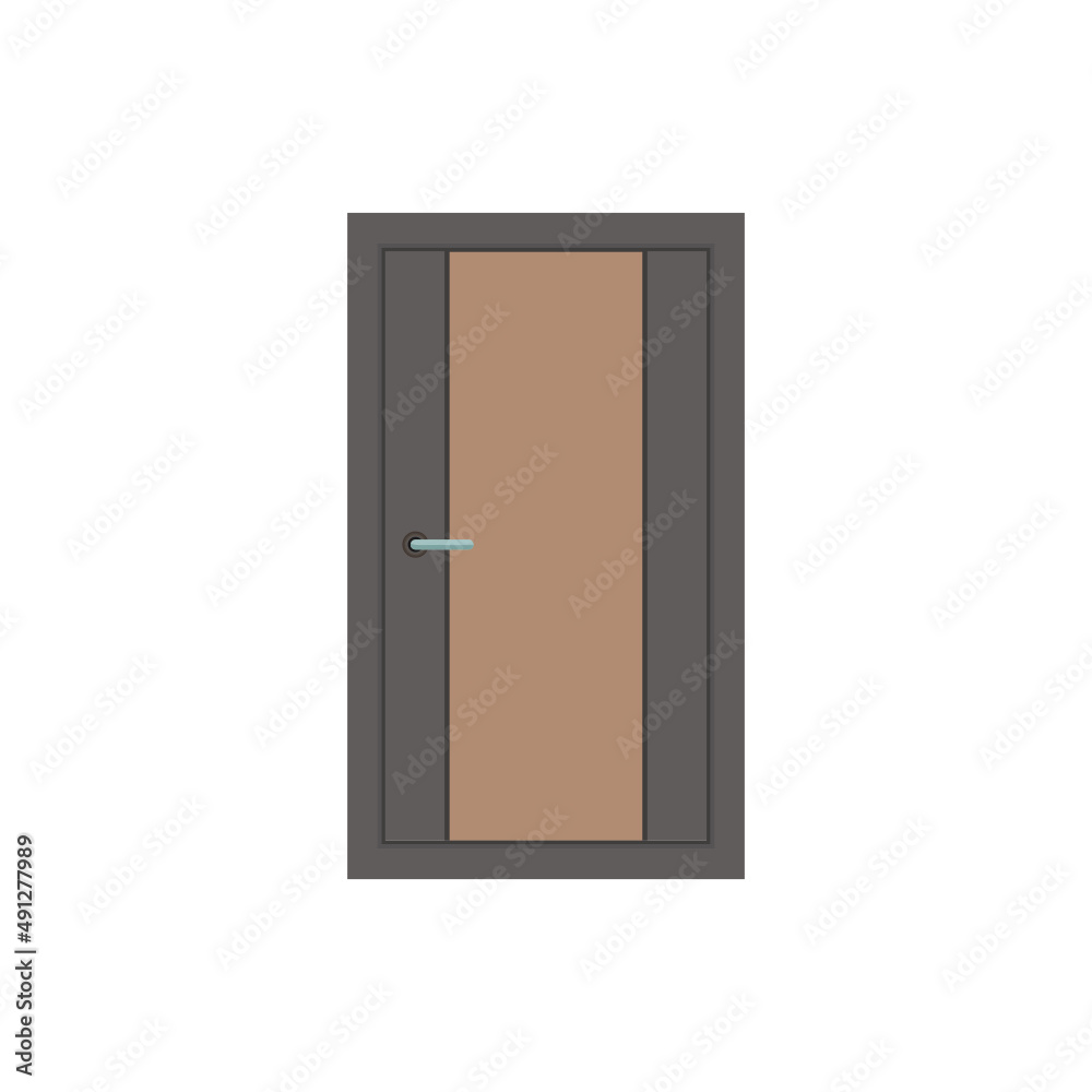 Grey door design with long square brown inside, open door on white Grey door design with long square brown inside, open door on white