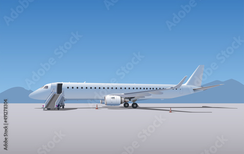 The plane is waiting for passengers. Vector.