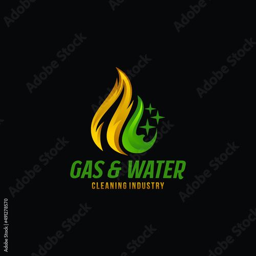 Creative Gas, Oil, and water logo, Pure drop water and gas oil