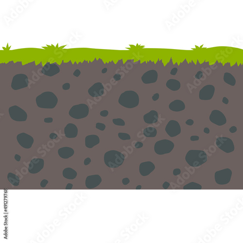 Cross section ground slice isolated on white. Summer landscape