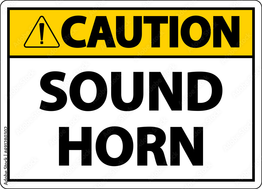 Caution Sound Horn Sign On White Background