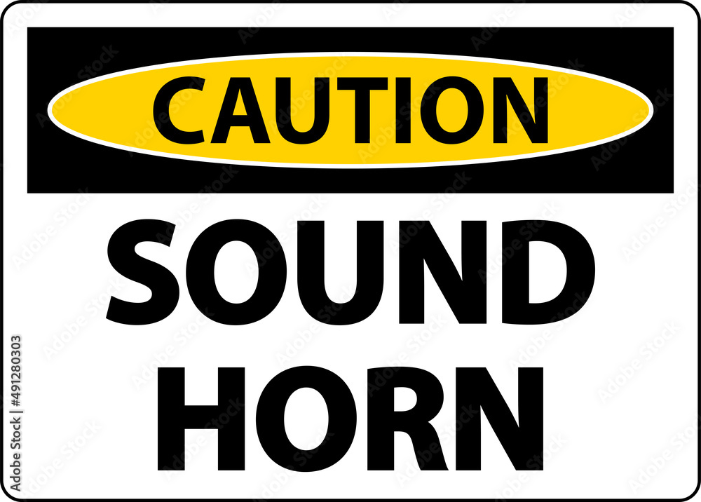 Caution Sound Horn Sign On White Background