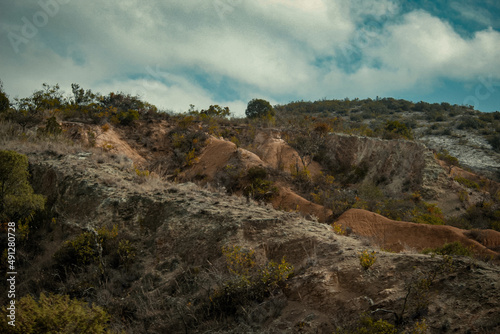 Mountain and blue sky. Outdoor.
