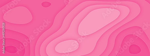 Banner with slime abstract background. Pink paper cut banner with 3D slime abstract background and pink waves layers. Light Pink curve line background pink vector overlap paper layer with white space.