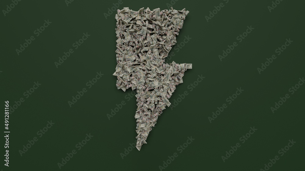 3d rendering of dollar cash rolls and stacks in shape of symbol of photo on green background 3d rendering of dollar cash rolls and stacks in shape of symbol of photo on green background