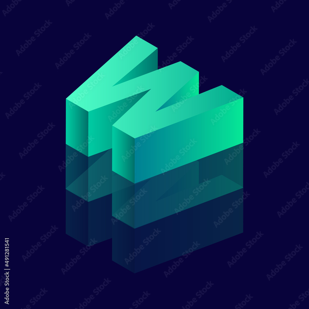 Isometric with alphabet style letter W. Vector illustration with 3D letter W Isometric with alphabet style letter W. Vector illustration with 3D letter W