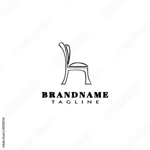 cute chair logo cartoon icon design template black isolated vector illustration