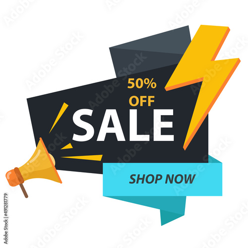 Sale template with 50% Discount Offer, Can be used as Poster, Banner, Flyer or Tag design.