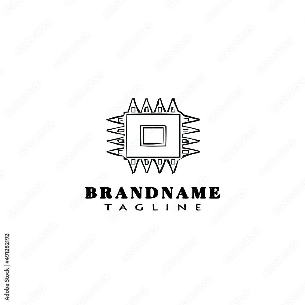 Fototapeta premium cpu chip logo cartoon icon design template black isolated vector