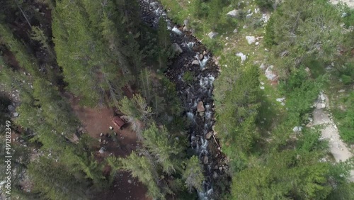 Aerial drone footage of Mountain River