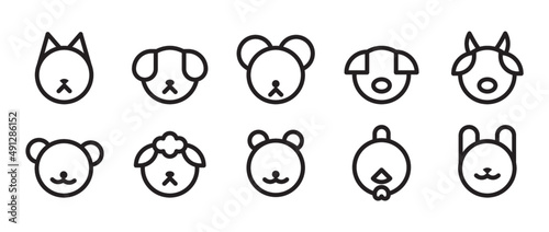 Pacote de vetores de animais em line art para uso genérico.