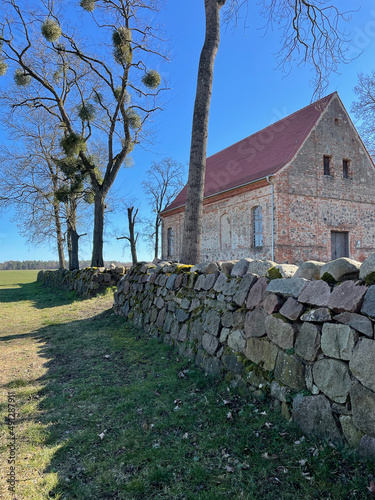 Steinmauer, Kirche, Ramin, Schmagerow, Vorpommern, Mecklenburg, Löcknitz, Dorfkirche, Mauer, Friedhof, photo