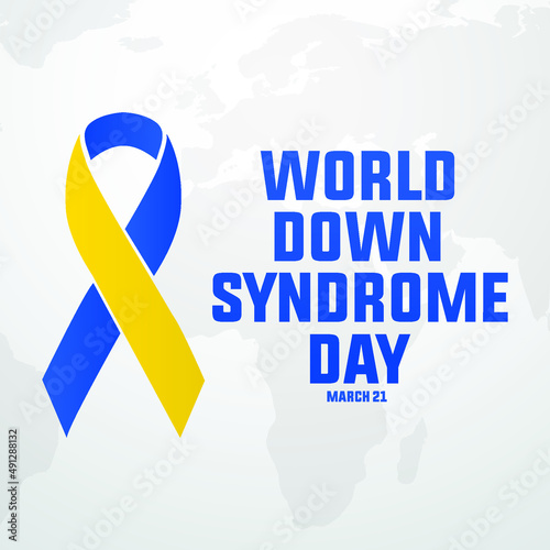 world down syndrome march 21 modern creative banner, sign, design concept, social media post, template with blue and yellow down syndrome ribbon on an abstract background 