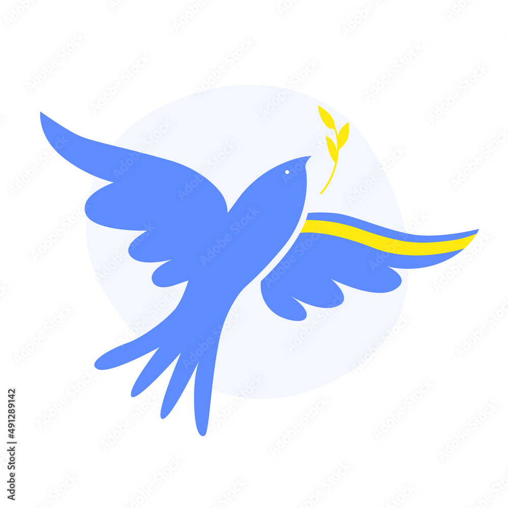 Dove symbol in the colors of the Ukrainian flag. Stop the war in Ukraine. Abstraction. Vector Dove symbol in the colors of the Ukrainian flag. Stop the war in Ukraine. Abstraction. Vector