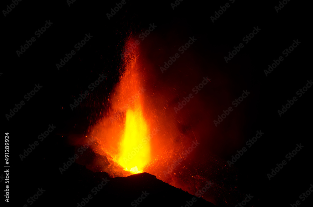 Volcanic eruption. Cumbre Vieja Natural Park. La Palma. Canary Islands. Spain. Volcanic eruption. Cumbre Vieja Natural Park. La Palma. Canary Islands. Spain.