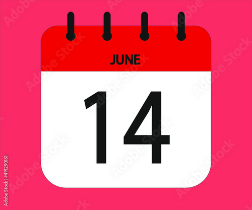 June 14th red calendar icon for days of the month