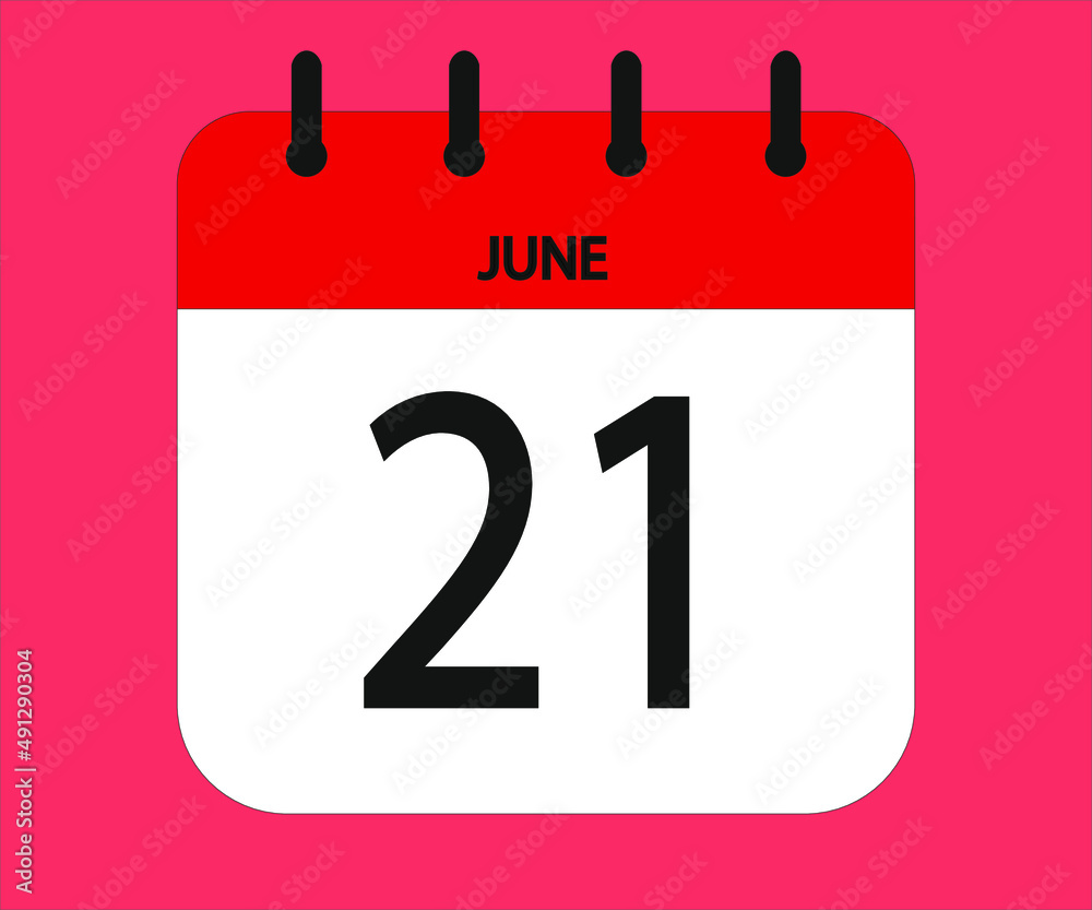 June 21th red calendar icon for days of the month June 21th red calendar icon for days of the month
