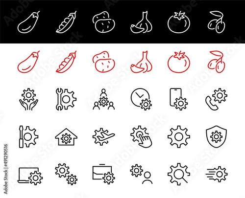 A simple set of settings and options related to Vector Line Icons. Contains icons such as set time  business  phone  and more. Editable Stroke.. 480x480