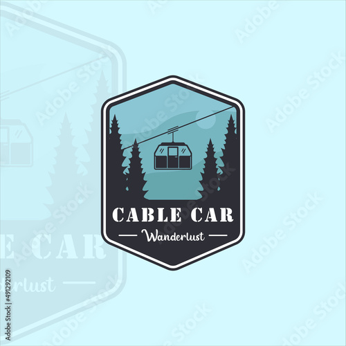 cable car or gondola emblem logo vintage vector illustration template icon graphic design. transportation business travel for vacation at mountain sign and symbol with badge
