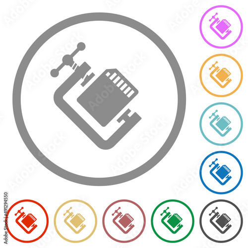 SD memory card compress solid flat icons with outlines