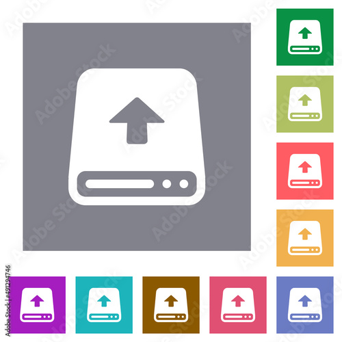 Upload from hard disk square flat icons