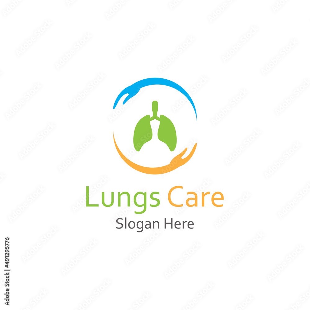 Obraz premium Lungs health and lungs care logo vector design, lungs logo illustration template.