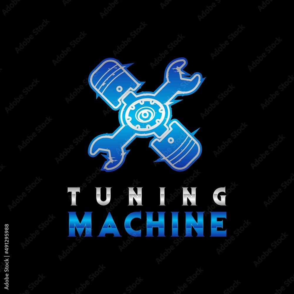 TUNING MACHINE AUTOMOTIVE LOGO DESIGN CONCEPT