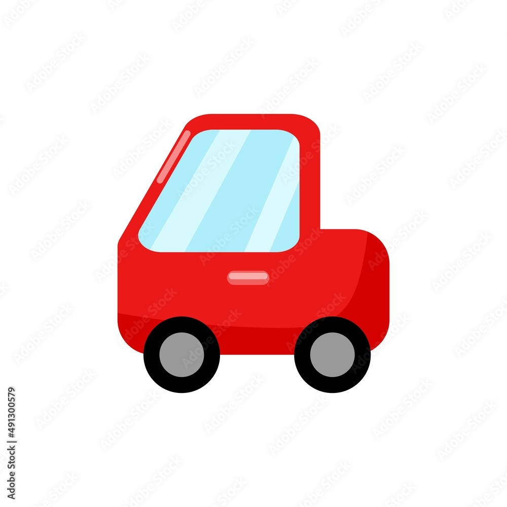 Red pickup truck on the white background. Car cartoon. Vector illustration.