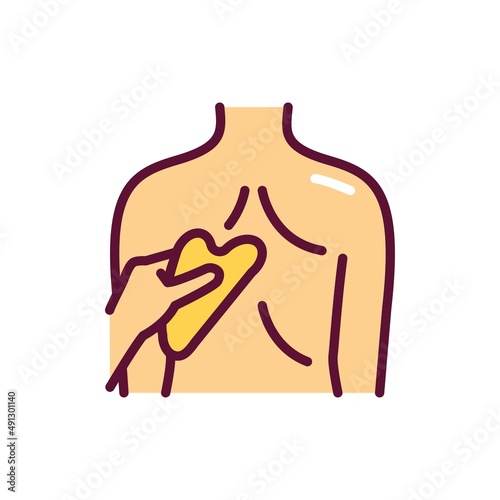 Gua Sha massage line color icon. Physiotherapy, acupuncture.