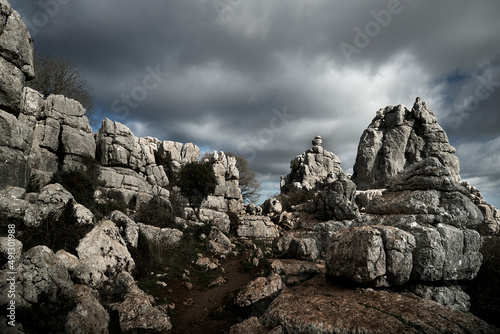 Antequera, Málaga, Spain . 01/2021; Torcal de Antequera Natural Park in the province of Malaga, Spain. Protected natural area of ​​karstic formations. 