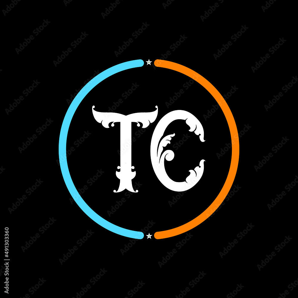 TC Letter Logo design. black background.