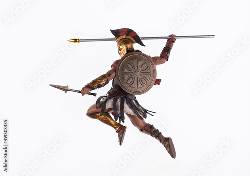 gladiator with spear isolated on white background photo