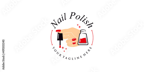 Nail polish or nail studio logo design with creative element and unique concept Premium Vector