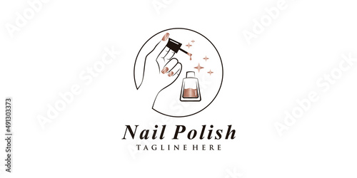 Nail polish or nail studio logo design with creative element and unique concept Premium Vector