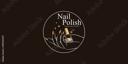 Nail polish or nail studio logo design with creative element and unique concept Premium Vector