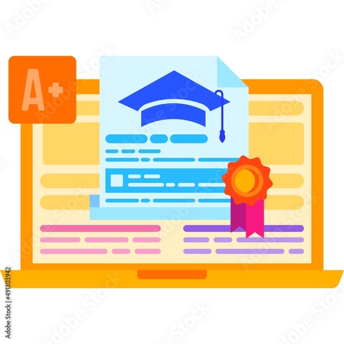 Study icon get online certificate degree vector