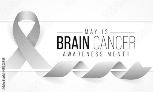 Brain Cancer awareness month is observed every year in May, overgrowth of cells in the brain that forms masses called tumors. They can disrupt the way body works. Vector illustration.