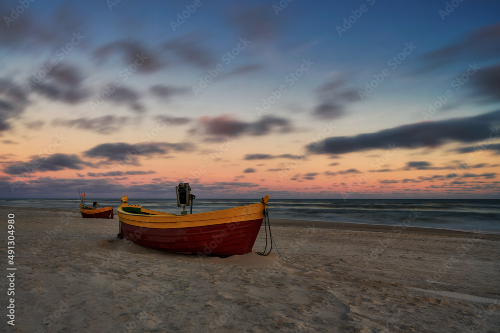 The Baltic Sea, the Polish area of Debki, a fishing boat	