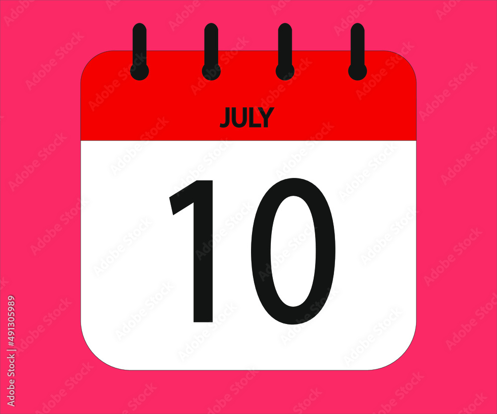 July 10th red calendar icon for days of the month July 10th red calendar icon for days of the month