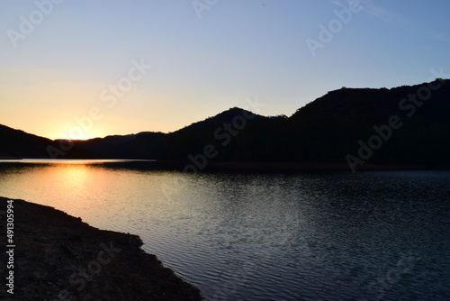 sunset over the lake