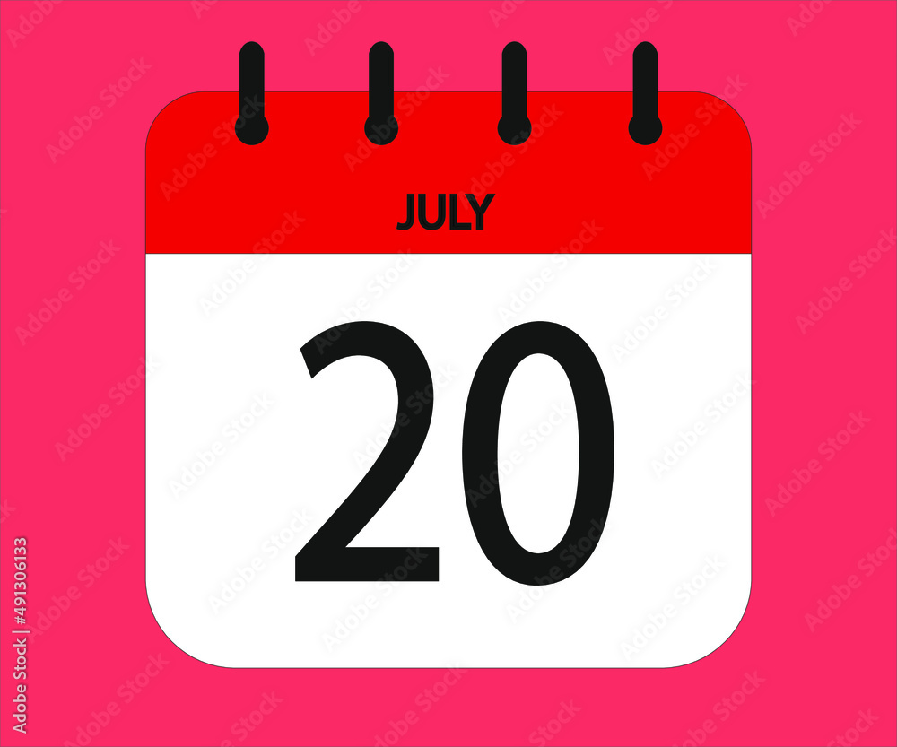 July 20th red calendar icon for days of the month July 20th red calendar icon for days of the month