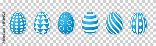Realistic Easter egg. Set of different 3D egg. Easter eggs isolated on white background. Vector illustration
