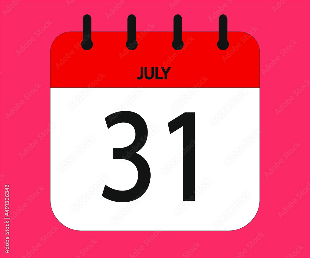 July 31th red calendar icon for days of the month July 31th red calendar icon for days of the month